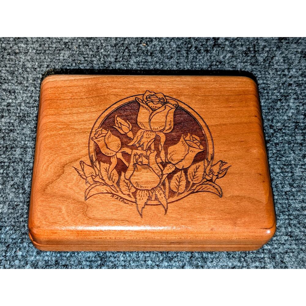 Vintage Wilderness Woods Floral Carved 'Waltz of the Flowers' Music Trinket Box
